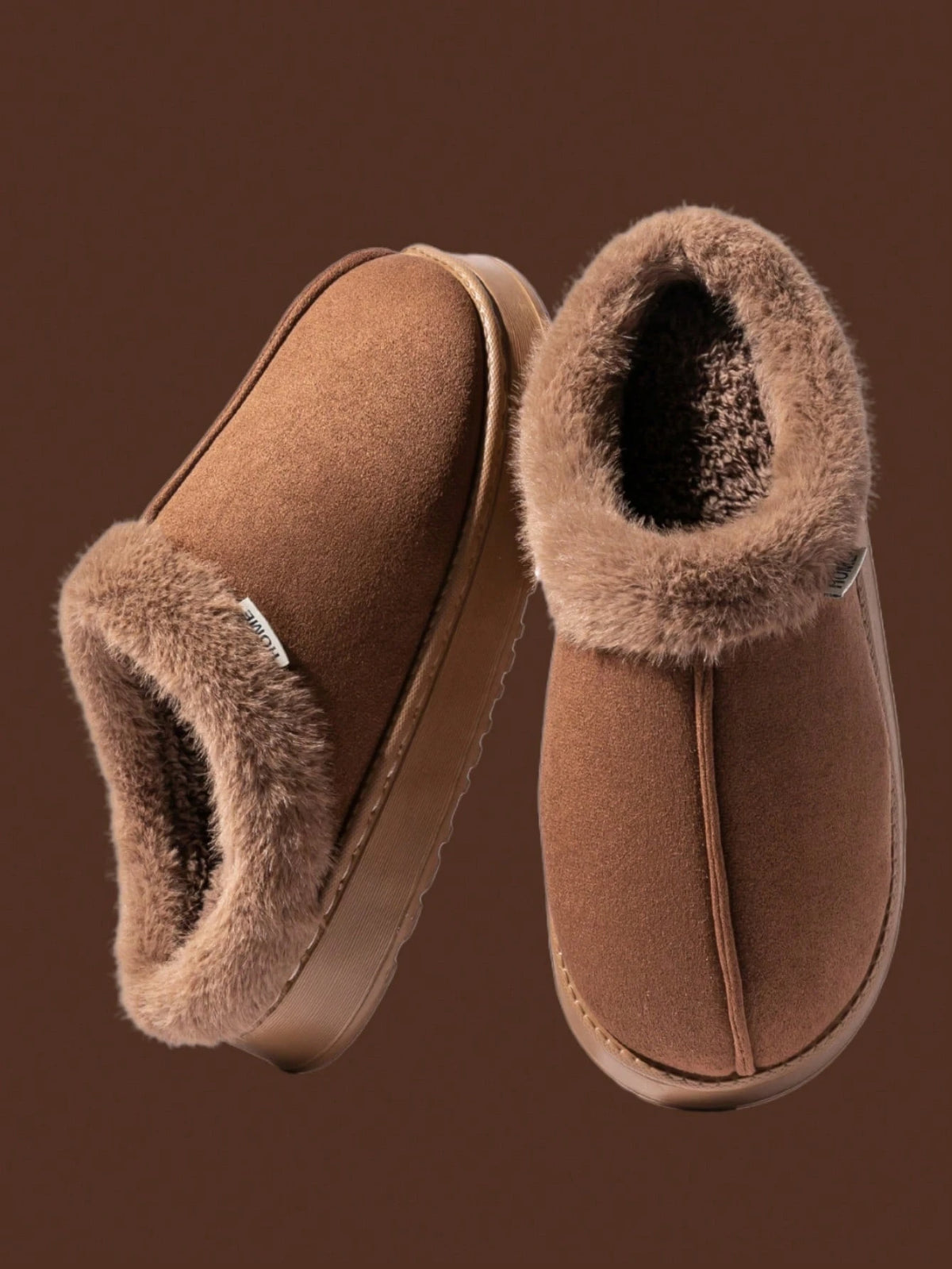 Women's Autumn/Winter Plush Lined Thick Sole Slippers, Comfortable Non-Slip Warm Indoor/Outdoor Soft Luxury Fuzzy Slides