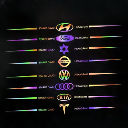 Car logo colorful stickers, car color-changing laser reflective car stickers, personalized A-pillar car door and hood stickers.