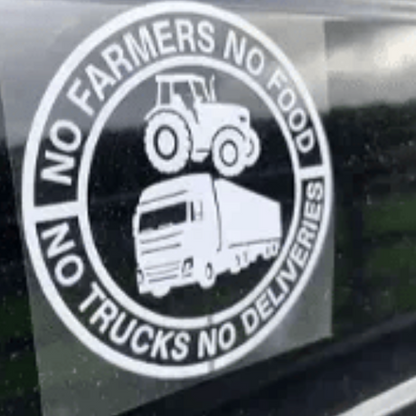 Car Vinyl Sticker: No Farmers No Food - No Trucks No Deliveries